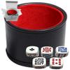 Cyber-Deals Set of Dice Cup Black PU Leather w/Plush Red Felt Lined + Poker Dice White Rounded Corners Clubs Ace (Gift Boxed) view 1