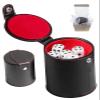 Cyber-Deals Set of Dice Cup with Storage Compartment Black PU Leather Red Felt Lined + (5) 16mm Poker Dice (Gift Boxed) (Pip/Dot Dice (Rounded Corners) - White) view 1