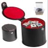 Cyber-Deals Set of Dice Cup with Storage Compartment Black PU Leather Red Felt Lined + (5) 16mm Poker Dice (Gift Boxed) (Poker (Squared Corners, Clubs Ace) - White) view 1