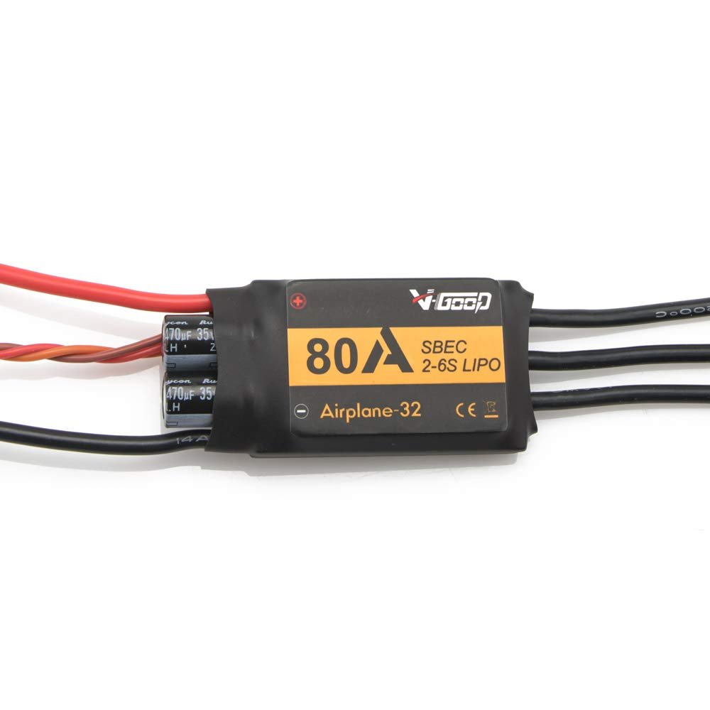V-Good RC 32-Bit 80A 2-6S Brushless ESC for RC Airplane - 0.7
