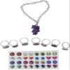 Luv Her Trolls Jewelry Box Set (7pcs Adjustable Rings, 1pc Charm Bracelet, 16 Pairs Sticker Earrings) view 1