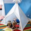 HearthSong 4' Light-Up Fabric Play Tent with Interior Light, Window, Door Closure with Tie-Backs, and Sewn-in Floor view 4