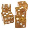 Set of Dice Cup with Storage Compartment Black PU Leather Red Felt Lined + (5) 16mm Tranparent Dice (Gift Boxed) (Yellow Glitter) view 2