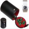 Set of Dice Cup with Storage Compartment Black PU Leather Red Felt Lined + (5) 16mm Tranparent Dice (Gift Boxed) (Green) view 1