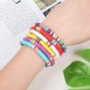 Cooluckday Heishi Surfer Bracelets for Women Boho Beaded Bracelet Friendship Polymer Clay Rainbow Bracelet Stack Vinyl Disc Stackable Bracelet view 3