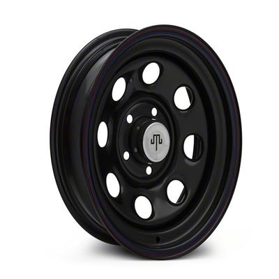 Mammoth 8 Black Wagon Wheel Edition Steel Wheel; 15x8; -19mm Offset Compatible for 87-95 Jeep Wrangler YJ