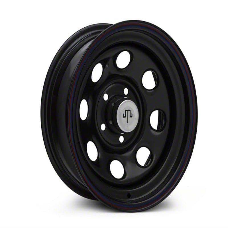 Mammoth 8 Black Wagon Wheel Edition Steel Wheel; 15x8; -19mm Offset Compatible for 87-95 Jeep Wrangler YJ