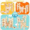 Wooden Marble Run for Kids Ages 4-8, 80 Pieces Wood Building Blocks Toys and Construction Play Set, Marble Track Maze Game STEM Learning Toys Gifts for Boys Girls (80pc Set) view 4