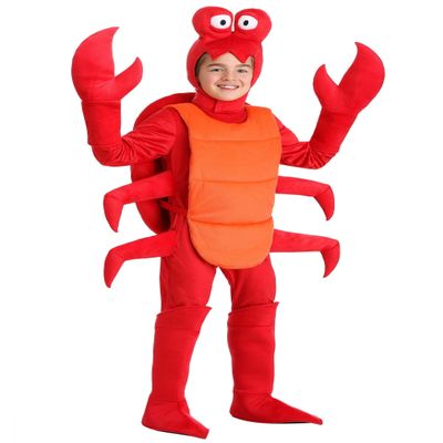 Fun Costumes Kid's Crab Costume | Ocean Animal Bodysuit with Hood Headpiece | Shellfish Jumpsuit | Sea Creature Dress Up - X-Small - Red