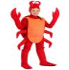 Fun Costumes Kid's Crab Costume | Ocean Animal Bodysuit with Hood Headpiece | Shellfish Jumpsuit | Sea Creature Dress Up - X-Small - Red view 2
