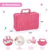 Porcelain Tea Set for Girls - Pink Ceramic Tea Cups with Pink Box - Glass Toy for Kids Party - Ideal Gift for Toddlers and Children's Ages 3 Years Old - Floral Design, 13 Pieces view 3