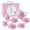 Jewelkeeper Tea Set for Little Girls - 14-Piece Porcelain Tea Party Set for Children Includes Teapot, Cups, Saucers, Creamer, and Sugar Bowl - Pink Polka Dot Design view 1