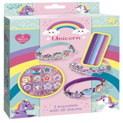 Creativity Unicorn Charm Bracelets Craft Kit: Created Unicorn Bracelets in 3 Different Colours with 18 Cute Charms with Different Unicorn Motifs, 65 g