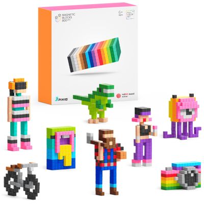 PIXIO-800pcs Magnetic Blocks - Pixel Art Building Toys - Open Ended Toys - Geek Gifts - Display Desk Toys for Office for Adults - Tiny Magnet Blocks