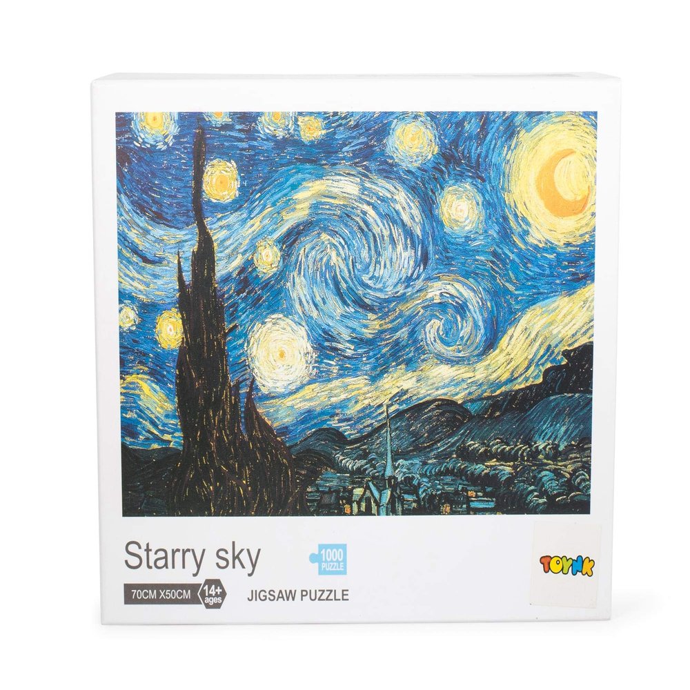Starry Sky 1000-Piece Jigsaw Puzzle | The Starry Night Vincent Van Gogh Jigsaw Puzzle | Van Gogh Starry Night Puzzle 1000 Pieces | Measures 27.5 x 20 Inches