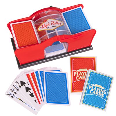 Crazy Games Red Manual Card Shuffler 2 Deck Fast & Smooth Casino Card Mixer Shufflers for Poker, Rummy, Trading Cards for Family Game Nights, Casino Parties, Poker Game Accessories for Christmas