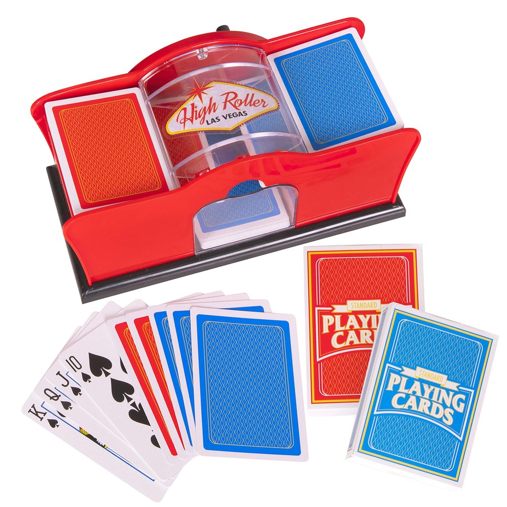 Crazy Games Red Manual Card Shuffler 2 Deck Fast & Smooth Casino Card Mixer Shufflers for Poker, Rummy, Trading Cards for Family Game Nights, Casino Parties, Poker Game Accessories for Christmas