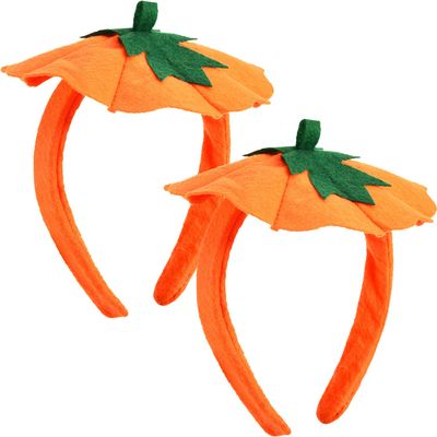 WILLBOND 2 Pieces Halloween Pumpkin Headbands Pumpkin Hair Hoops Hair Band Halloween Costume Party Headwear Accessory