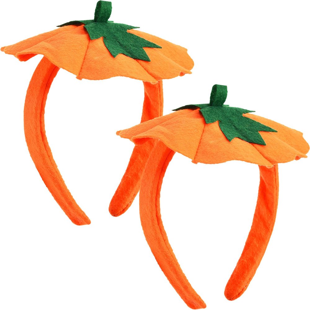 WILLBOND 2 Pieces Halloween Pumpkin Headbands Pumpkin Hair Hoops Hair Band Halloween Costume Party Headwear Accessory