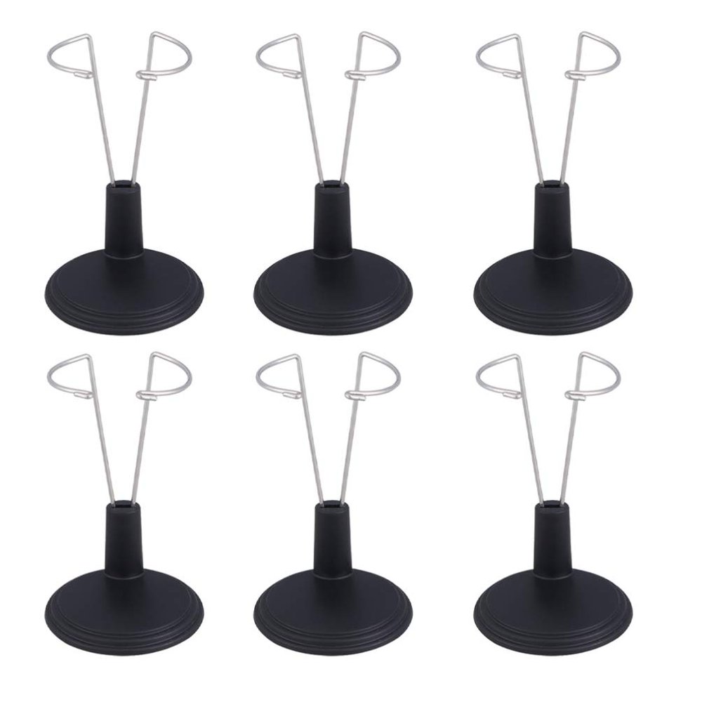 6Pcs Doll Stands Display Holder Doll Bracket Support Teddy Bear Stand for 15cm Doll-Black