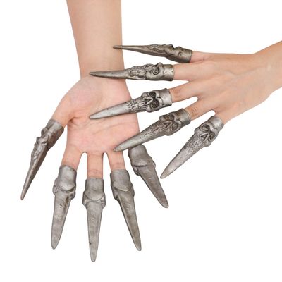 10pcs Halloween Costume Fingers Claws Fake Nails Set, Crafted Creepy Horror Witch Fingernails for Halloween Christmas Cosplay Costume Party