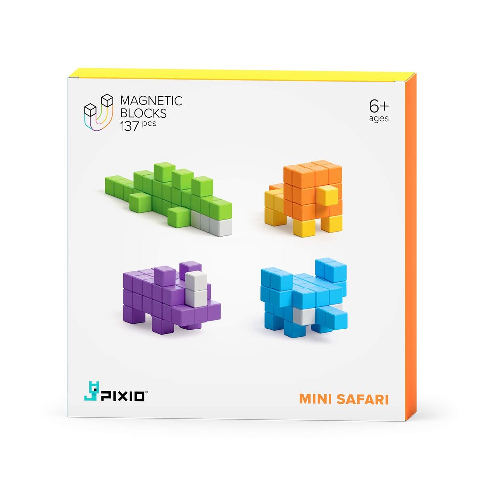 PIXIO Mini Safari - Magnetic Blocks Building Toys in Pixel Art Style - Arts and Crafts Kids Toys - Building Blocks - Learning Toys
