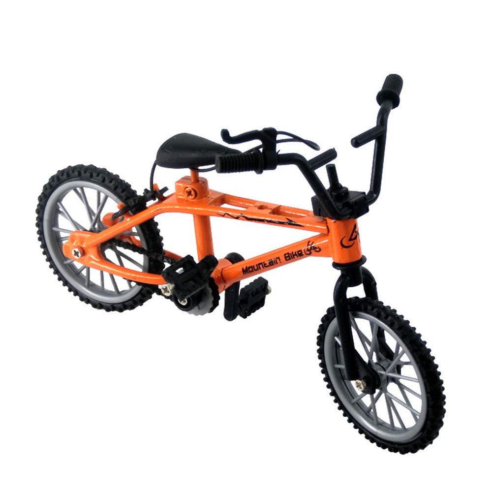 1/18 Diecast Bike Action Figure Toy,Mini Finger Mountain Bike Bicycle Art Crafts Desktop Decor - Orange