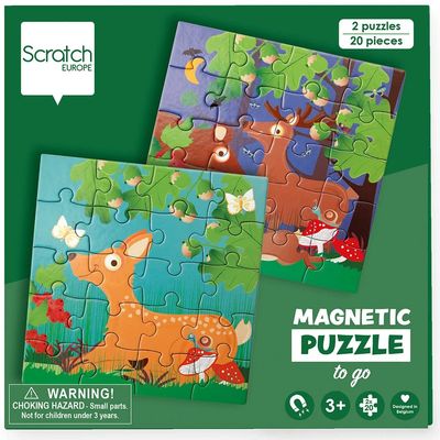 Scratch 276181155 Magnetic Forest Animals, fold-Out Book for Home and on The go, Puzzle for Children Aged 3 and Over, Green