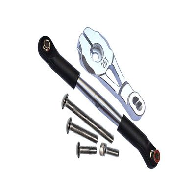 GPM Aluminum Servo Horn w/Steering Link (6Pcs) Set Silver : TRX-4 / TRX-6