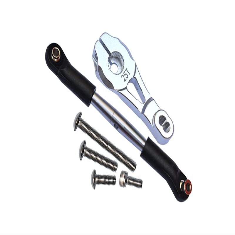 GPM Aluminum Servo Horn w/Steering Link (6Pcs) Set Silver : TRX-4 / TRX-6