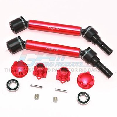 GPM Harden Steel+Alum Frt/Rear Adj. CVD Drive Shaft+Hex Adpt+Whl Lck Red : Maxx