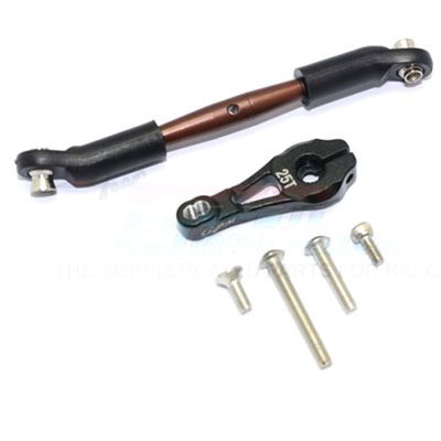 GPM Alum Servo Horn 25T w/Spring Steel Steering Link (6Pcs) Black : TRX-4 / TRX-6