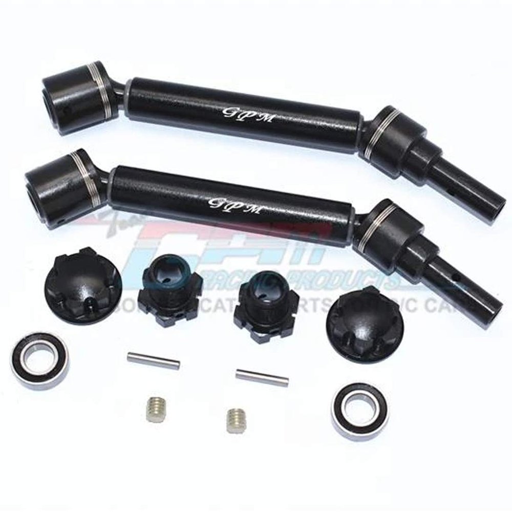 GPM Harden Steel+Alum Frt/Rear Adj. CVD Drive Shaft+Hex Adpt+Whl Lck Blk : Maxx