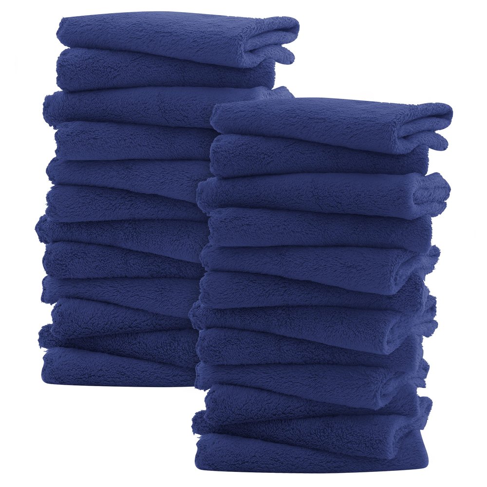 Sunny zzzZZ Ultra Soft 24 Pack Baby Washcloths - 10x10 Inches - Coral Fleece Extra Absorbent Wash Clothes for Babies, Infants and Toddlers - Sensitive Skin and Newborn - Ideal Baby - Navy Blue