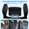 Heapany Car Headrest Pillow, Roadpal Adjustable Sleeping Headrest for Car Seat, Head Neck Support Rest Pillows for Kids Adults Travel, Only fit for Car Seat Headrest with Poles-Black view 3