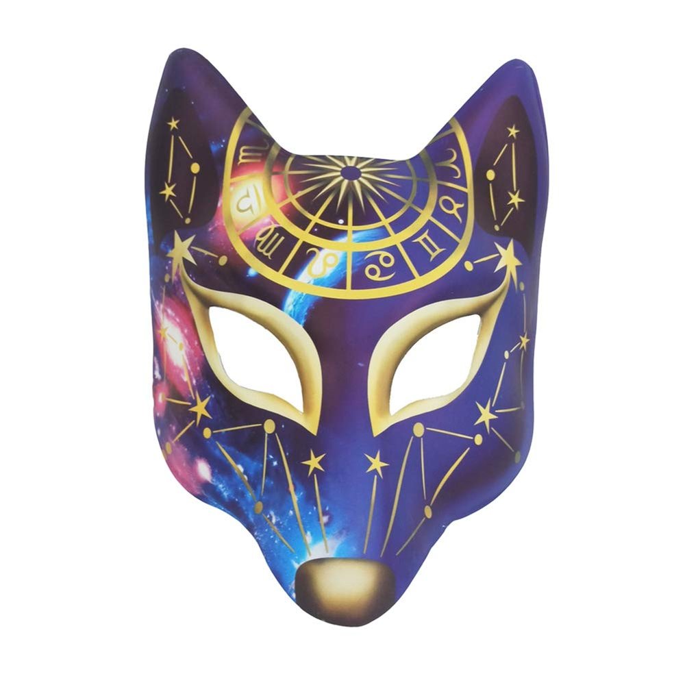 Forart Japanese Fox Half Face Mask - Animal Cosplay Mask for Halloween Costume Accessories & Masquerade Props