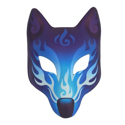 Forart Japanese Fox Half Face Mask - Animal Cosplay Mask for Halloween Costume Accessories & Masquerade Props