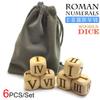 Hometu Set of 6 Pieces 20MM Wood Dice Set Creative Design Roman Number Pattern Wood Rolling Dices Party Game Roll Decider view 2