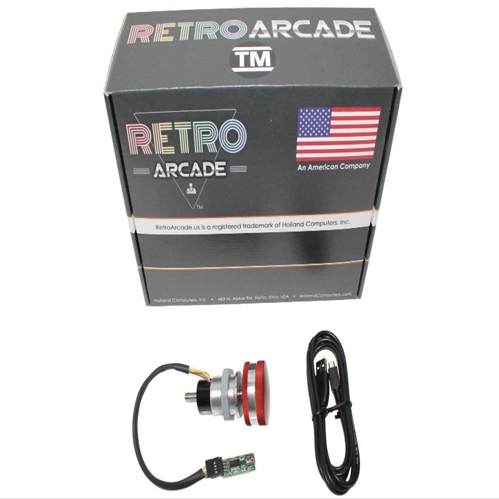 SpinTrack Arcade USB Spinner kit by RetroArcade.us, Perfect for MAME Systems (Red)