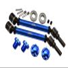 GPM For Traxxas 1/10 Maxx 4WD Monster Truck Upgrade Parts Harden Steel+Aluminum Front Or Rear Adjustable CVD Drive Shaft + Hex Adapter + Wheel Lock (Suitable For +20mm Widening Kit) - 14Pc Set Blue view 1