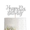 12 Silver Glitter Happy 12th Birthday Cake Topper, Birthday Party Decorations, Supplies, cake topper view 1