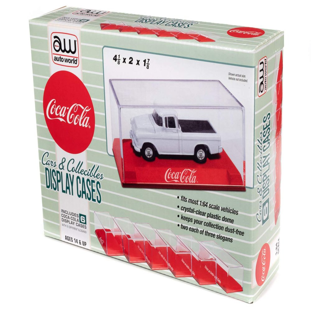 Auto World - Acrylic Display Case (6 Pack) Coca-Cola Red Base, 1:64 (AWDC022)