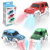 PicassoTiles 3 Magnetic Toy Cars Set Light Up LED Highly Detailed Compatible with Magnet Car Race Track STEM Truck Replacement Accessories Educational Building Kits for Toddlers Boys & Girls Ages 3+ view 1