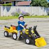 Aosom Kids Ride-On Excavator, Pedal Car Bulldozer, Move Forward/Back with Real Working Dirt Bucket, 6 Wheels, & Cargo Trailer view 2