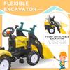 Aosom Kids Ride-On Excavator, Pedal Car Bulldozer, Move Forward/Back with Real Working Dirt Bucket, 6 Wheels, & Cargo Trailer view 3