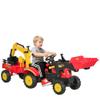 Aosom 3 in1 Kids Ride On Excavator/Bulldozer, Pedal Car Digger Toy Move Forward/Back with 6 Wheels and Detachable Cargo Trailer view 1