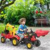 Aosom 3 in1 Kids Ride On Excavator/Bulldozer, Pedal Car Digger Toy Move Forward/Back with 6 Wheels and Detachable Cargo Trailer view 2