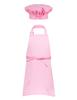 Mufeng Kids Children kitchen Chef Costume Cooking Apron and Hat Set Cooking Baking Set Halloween Cosplay Costumes Pink 8-12 view 2