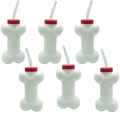 4E's Novelty Dog Bone Cups with Straw (6 Pack) 14 oz - Paw Dog Patrol Party Supplies, Birthday Party Supplies Decorations, Puppy Birthday Party Favors