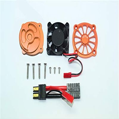 GPM for TRAXXAS 1/7 Unlimited Desert Racer Aluminum Motor HEATSINK with Cooling Fan -11PC Set (Orange)
